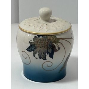 Feathered Flowers Sugar Jar‎ With Cover